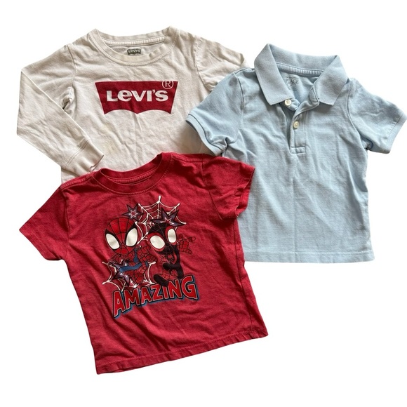 Boys Tee Bundle of 3 Levis Polo Spiderman Graphic Size 2T - Picture 1 of 6
